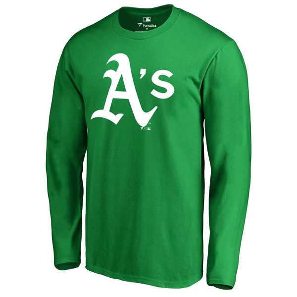 Men's Oakland Athletics Fanatics Branded Kelly Green St. Patrick's Day White Logo Long Sleeve T-Shirt,We sell and wholesale Men's Oakland Athletics Fanatics Branded Kelly Green St. Patrick's Day White Logo Long Sleeve T-Shirt on line form chian!